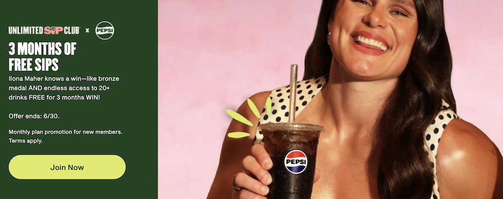 Ilona Maher promoting pepsi and panera sip club