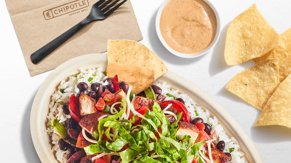 chipotle bowl with chips and adobo ranch