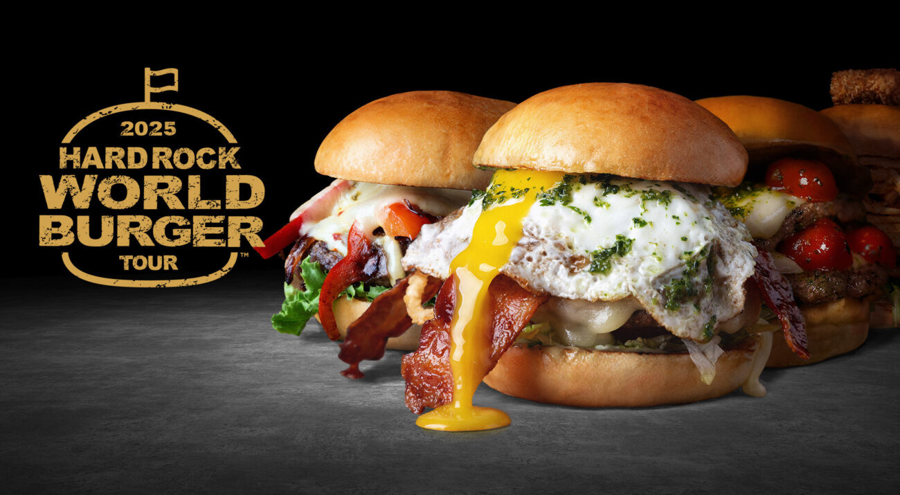 3 burgers from hard rock cafe restaurant