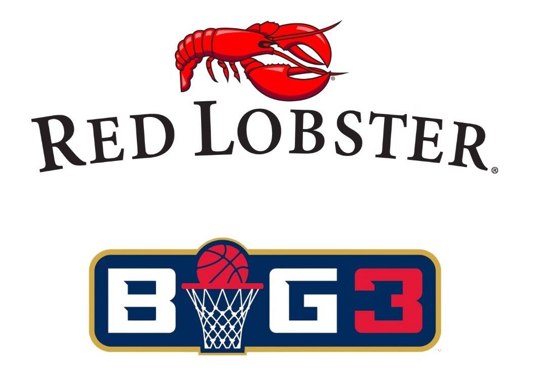 logos of restaurant red lobster and big 3 basketball